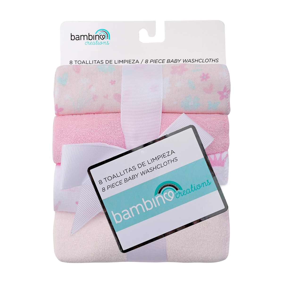 Set de 8 toallitas de limpieza rosadas para bebé BAMBINO