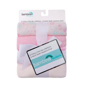 Set de 8 toallitas de limpieza rosadas para bebé BAMBINO
