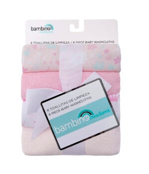 Set de 8 toallitas de limpieza rosadas para bebé BAMBINO