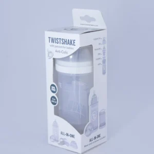 Mamadera Twistshake 260 ml con sistema TwistFlow anticólicos y cuello extra ancho