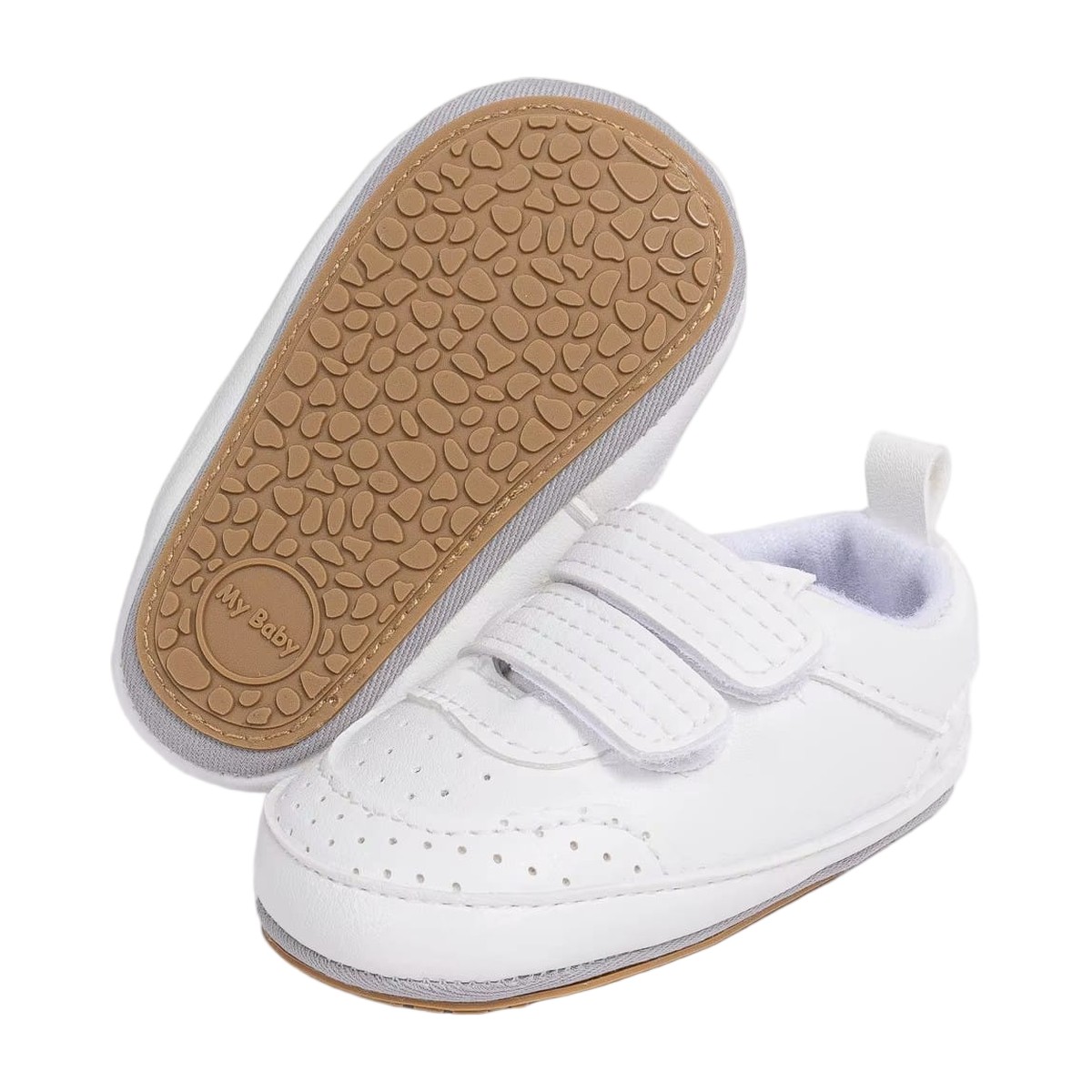 Zapatillas blancas para bebé con suela antideslizante