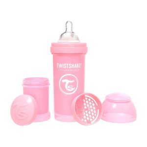 Mamadera Twistshake 260 ml con sistema TwistFlow anticólicos y cuello extra ancho