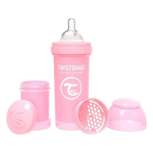 Mamadera Twistshake 260 ml con sistema TwistFlow anticólicos y cuello extra ancho
