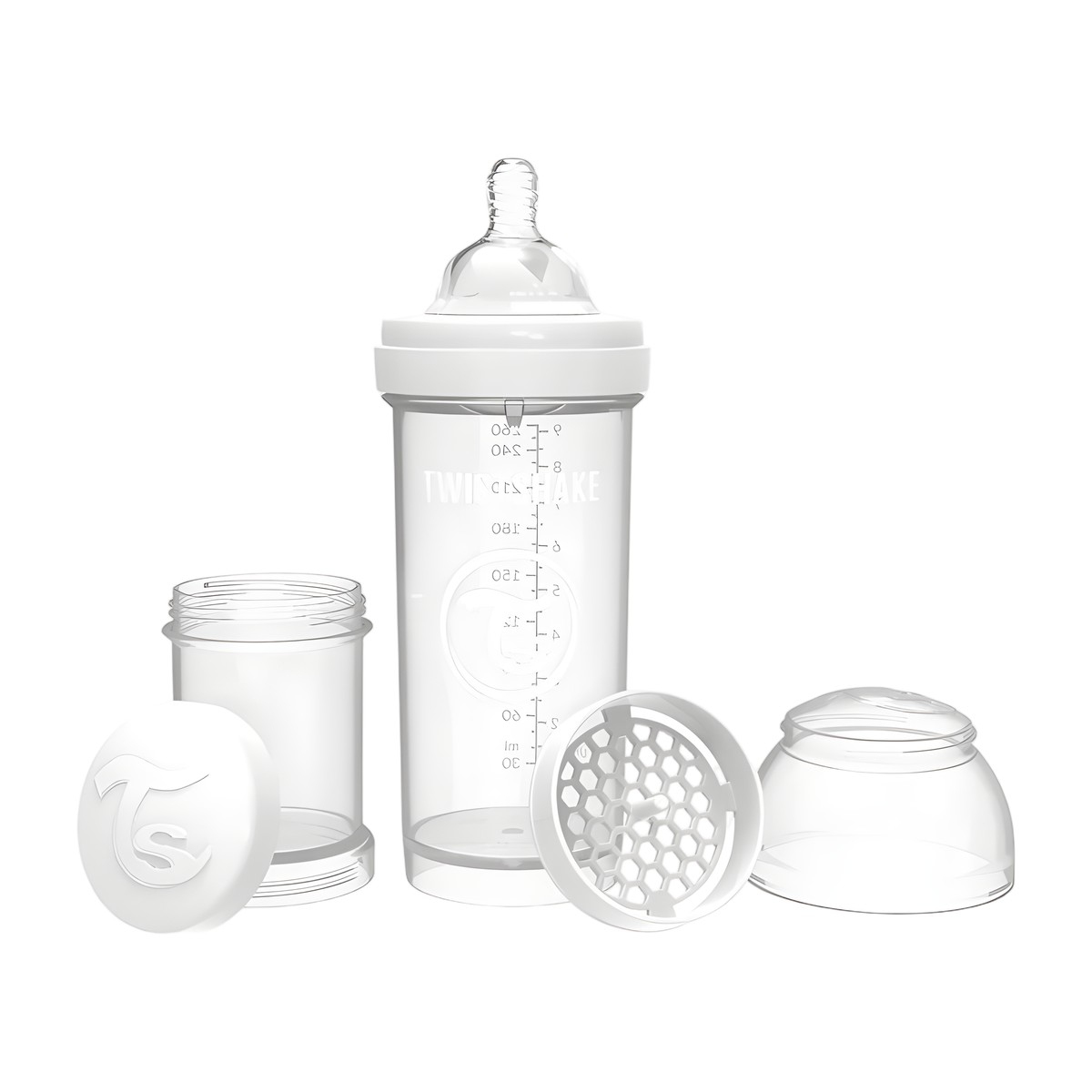 Mamadera Twistshake 260 ml con sistema TwistFlow anticólicos y cuello extra ancho