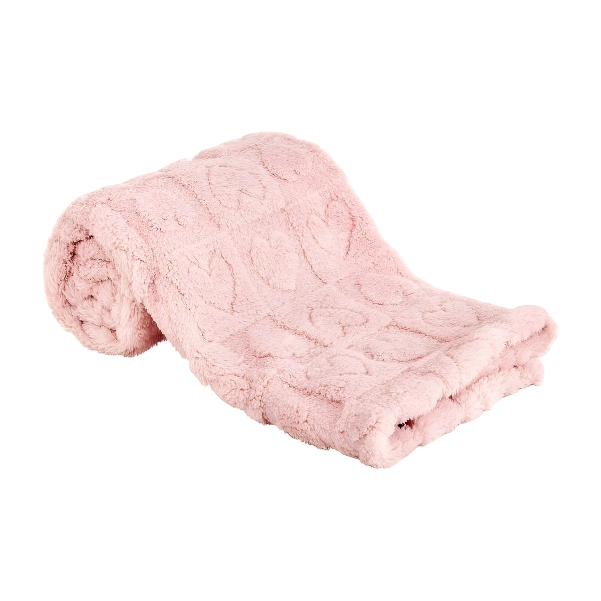Manta sherpa bebé rosa con diseño de corazones en relieve