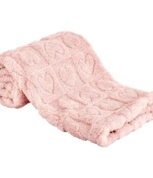 Manta sherpa bebé rosa con diseño de corazones en relieve