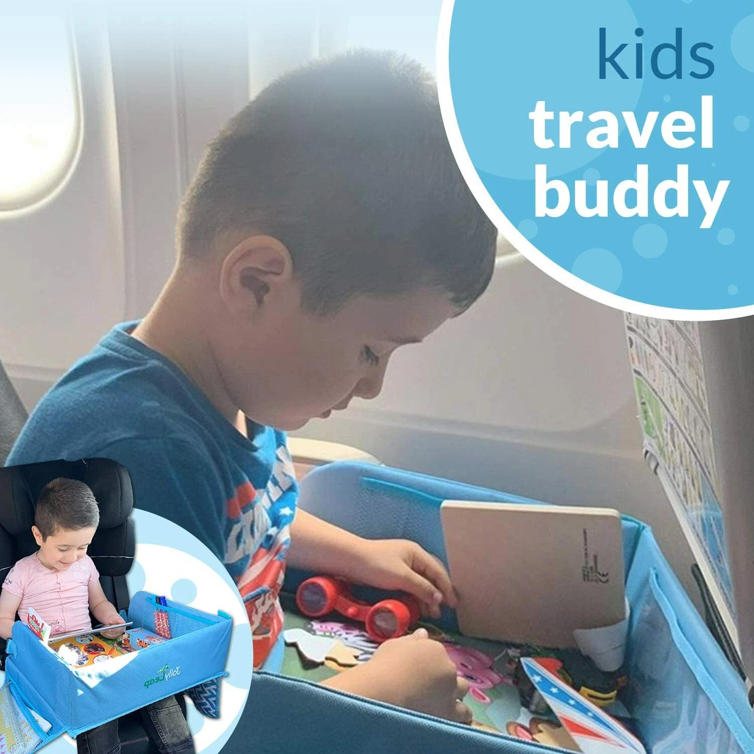 Uso Bandeja de Viaje para Niños – Mesa de Auto Infantil con Porta Tablet