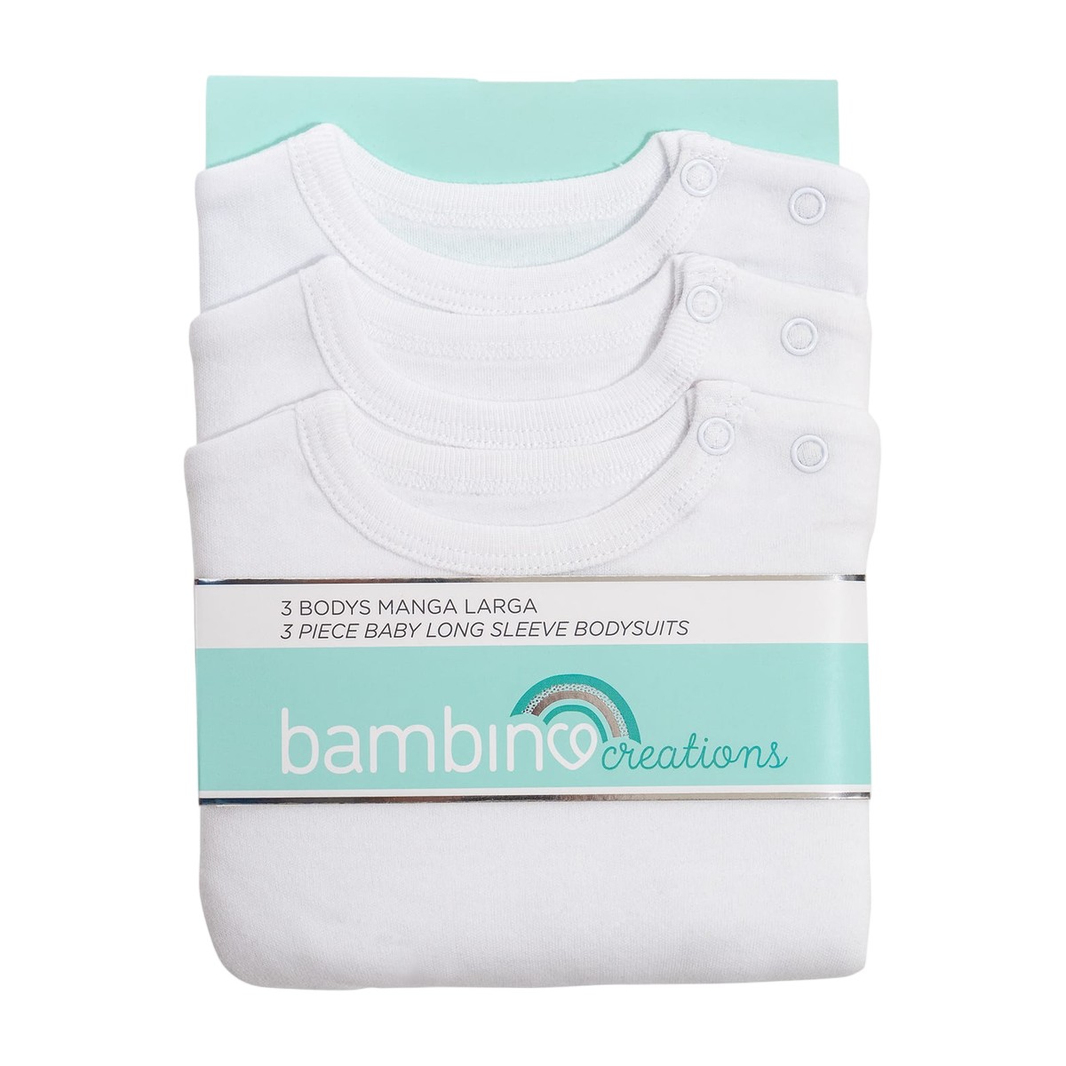 body bebé manga larga blanco algodón set 3 Bambino