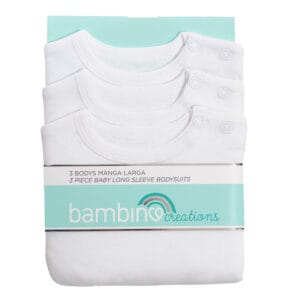 body bebé manga larga blanco algodón set 3 Bambino