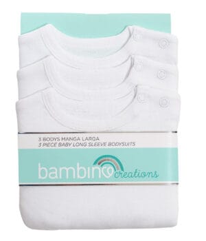 body bebé manga larga blanco algodón set 3 Bambino