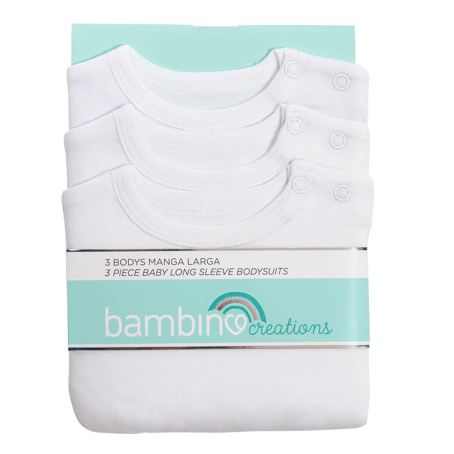 body bebé manga larga blanco algodón set 3 Bambino