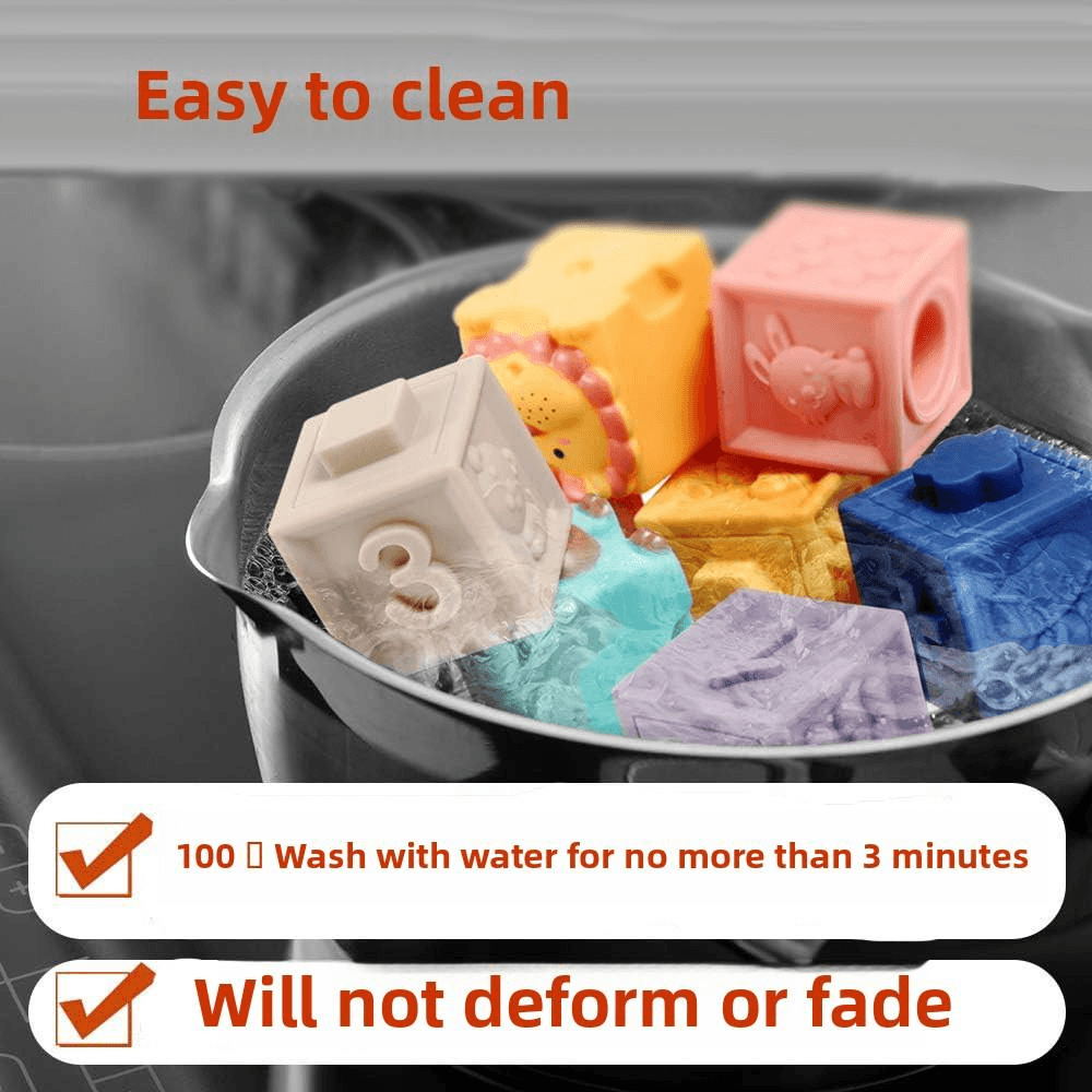 bloques sensoriales de silicona lavables, esterilizar 3 minutos