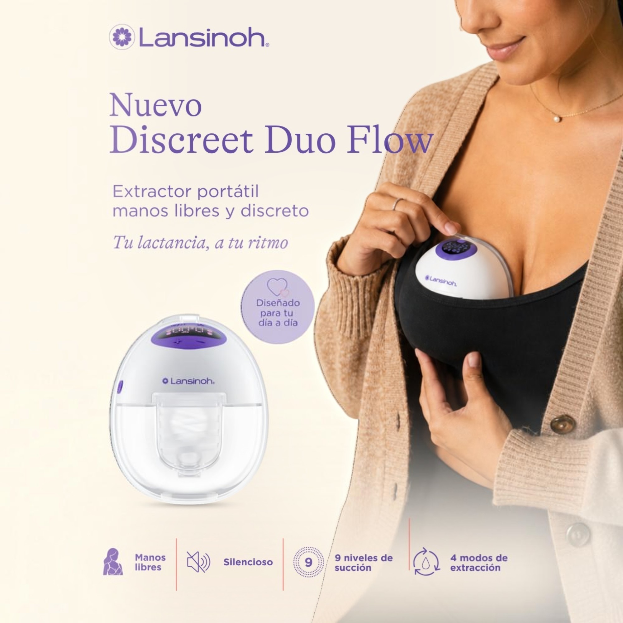 extractor electrico lansinoh discreet duo flow detalles