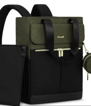 Bolso maternal 2 en 1 verde y negro, mochila y bandolera