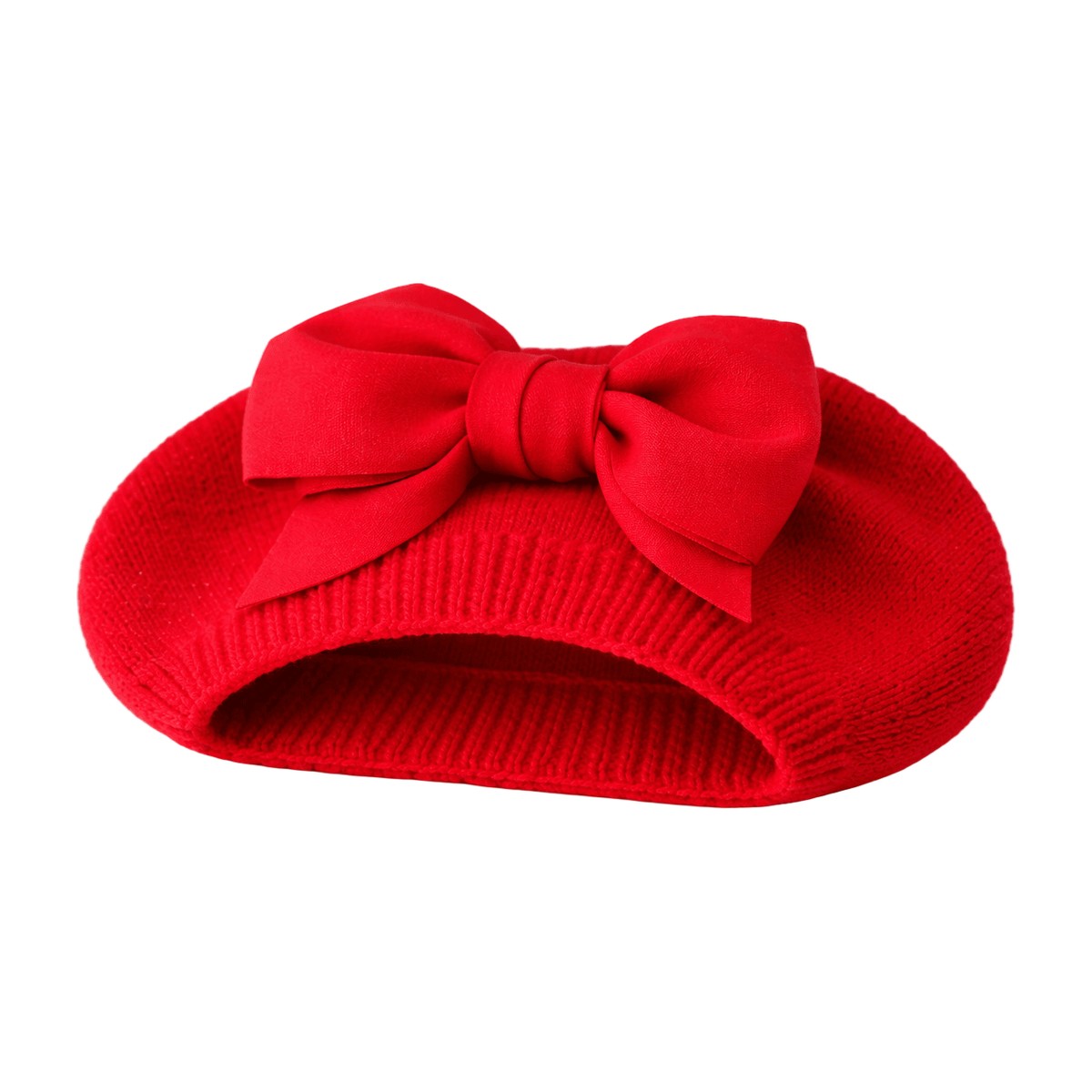 Boina para Bebé Algodón con Moño Rojo | Boina Petite Fleur