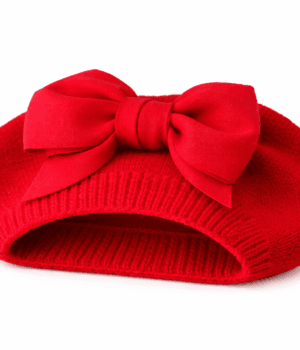 Boina para Bebé Algodón con Moño Rojo | Boina Petite Fleur