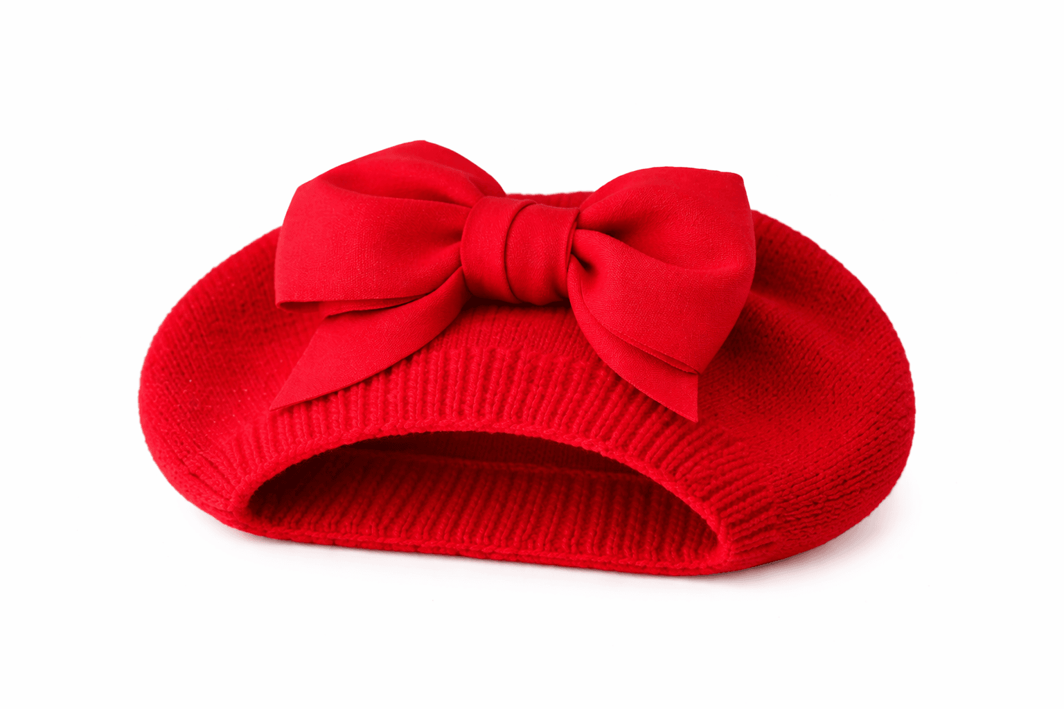 Boina para Bebé Algodón con Moño Rojo | Boina Petite Fleur