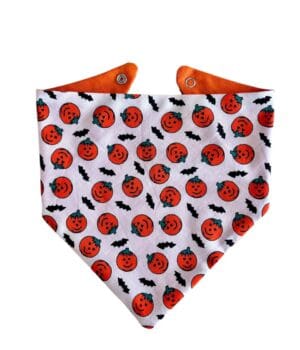 Babero bandana Halloween reversible naranjo – 100% algodón | Mi Guagua Taquillera