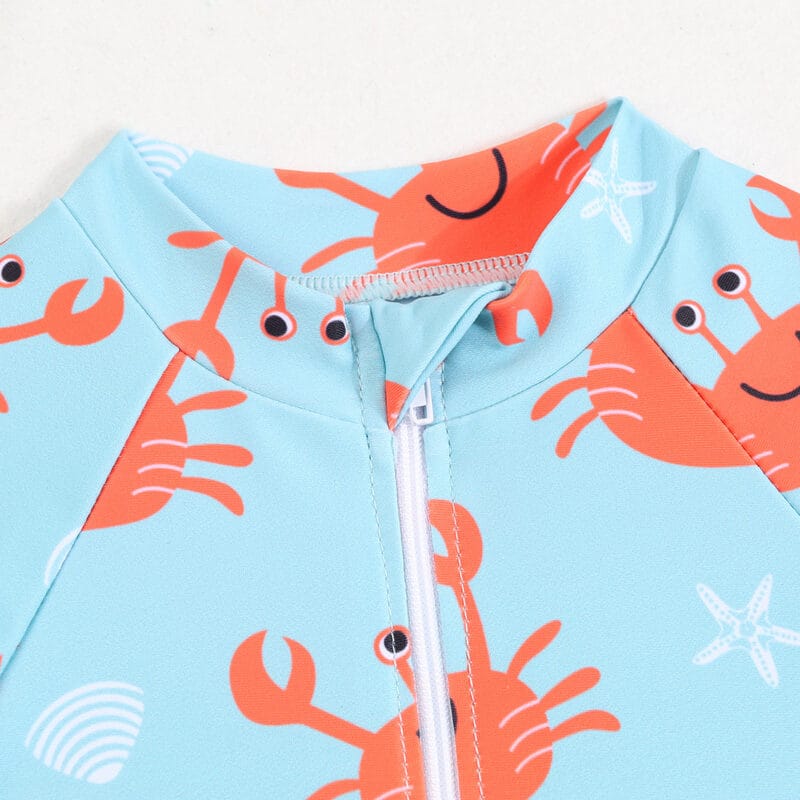 Traje de Baño Infantil Niño – Diseño Cangrejo Azul con Protección Solar UV