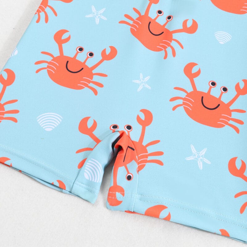 Traje de Baño Infantil Niño – Diseño Cangrejo Azul con Protección Solar UV