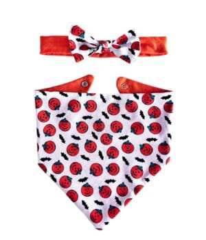 Set Halloween bebé “Mini Calabazas” – babero bandana reversible + cintillo