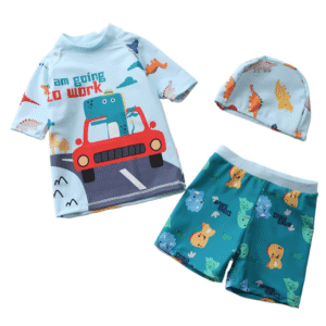 Traje de baño niño 3 piezas diseño dinosaurio