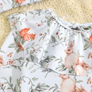 Traje de baño niña 2 piezas con diseño bosque – conejitos y ardillas