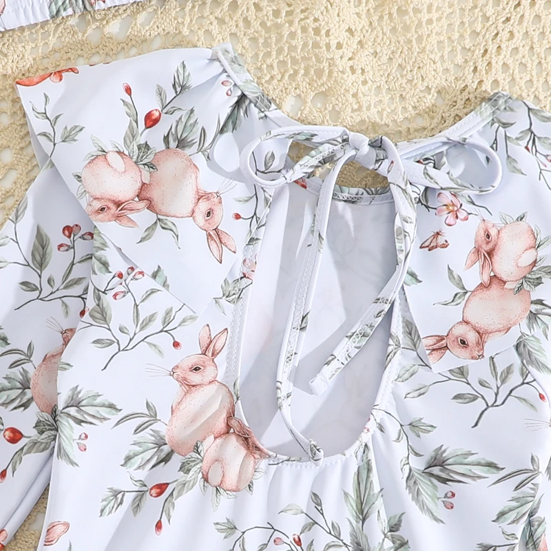 Traje de baño niña 2 piezas con diseño bosque – conejitos y ardillas