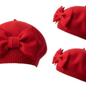 Boina para Bebé Algodón con Moño Rojo | Boina Petite Fleur