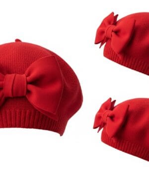 Boina para Bebé Algodón con Moño Rojo | Boina Petite Fleur