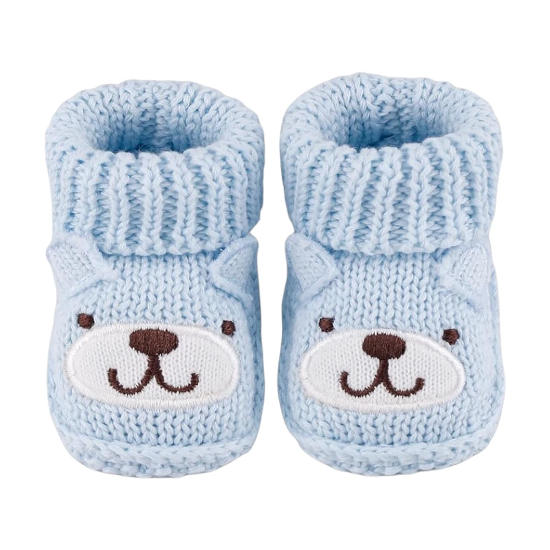 Zapatitos tejidos RN Osito Celeste – primera puesta, suaves y calentitos
