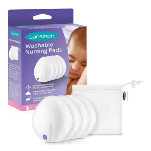 Absorbentes de leche lavables Lansinoh 4 piezas – discos de lactancia ultra suaves y reutilizables