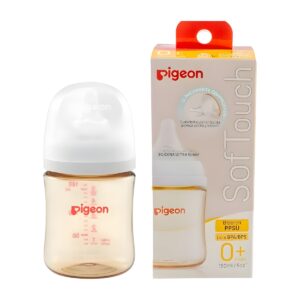 Mamadera Pigeon Softouch PPSU 160 ml anticólicos con tetina de silicona flujo lento y caja original.