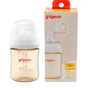 Mamadera Pigeon Softouch PPSU 160 ml anticólicos con tetina de silicona flujo lento y caja original.