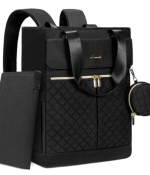 Bolso maternal mochila total black elegante con diseño acolchado y detalles dorados
