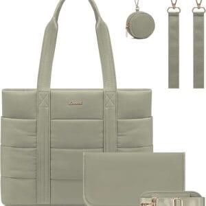 bolso-maternañ-puffer-emma-verde Bolso maternal Puffer Emma color verde con cambiador y porta chupete