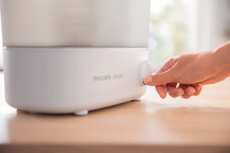 Esterilizador de vapor Philips Avent eliminando bacterias sin químicos