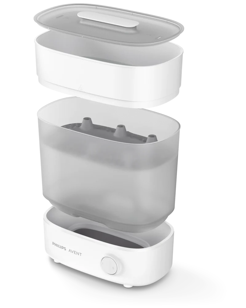 Esterilizador de biberones Philips Avent con tapa abierta