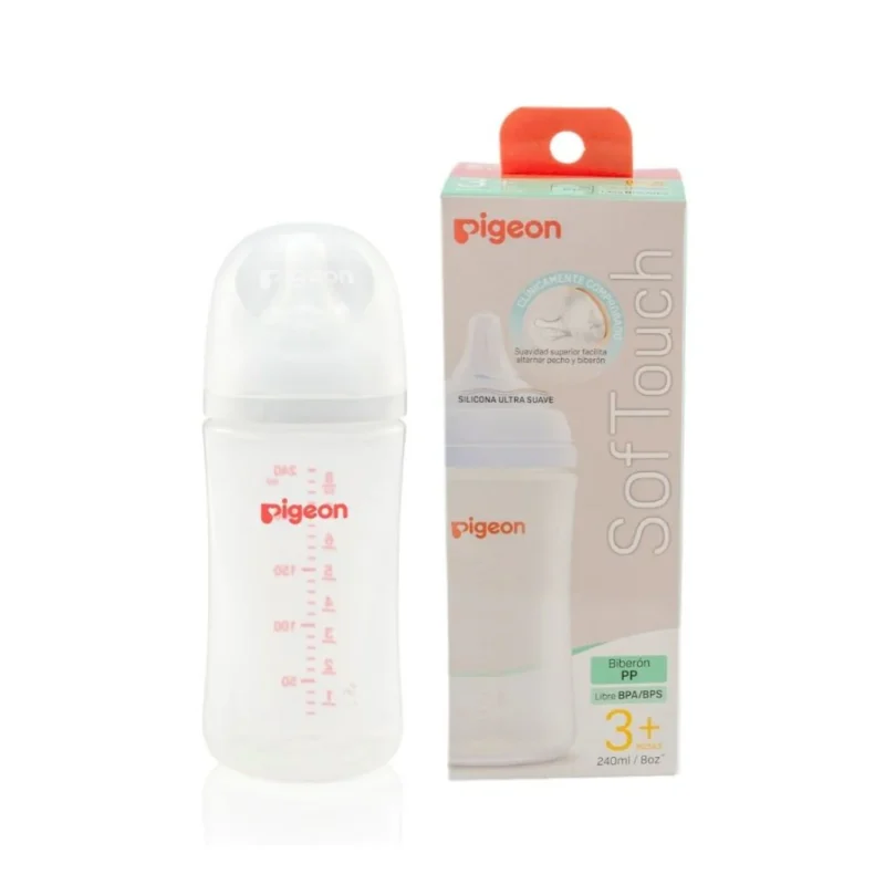 Tetina peristáltica Pigeon Soft Touch tamaño M flujo medio, ideal para transición entre pecho y mamadera.