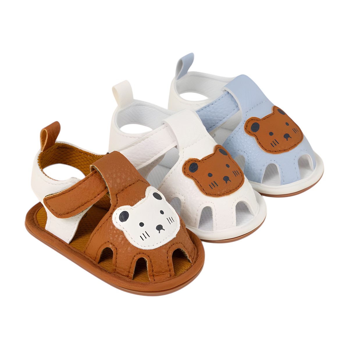 sandalias de bebé color con diseño de osito, talla 11 y 12 cm