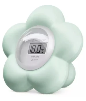 Termómetro digital Philips Avent resistente al agua sobre mesón del baño