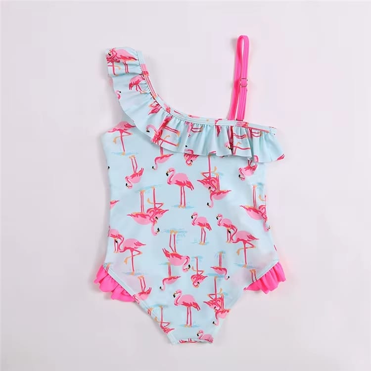 enterito de baño infantil con flamencos diseño un hombro