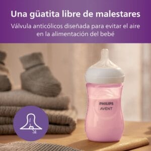 Set Triple Avent Natural Response Rosado. Ideal para lactancia mixta. Sin BPA.