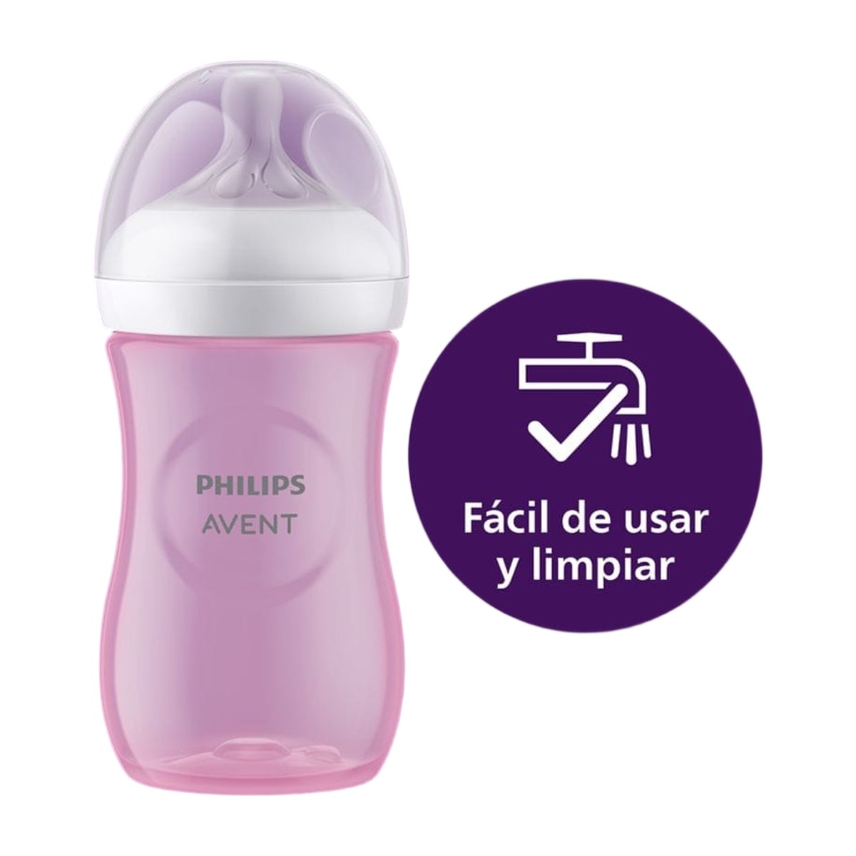 Set Triple Avent Natural Response Rosado facil de limpiar
