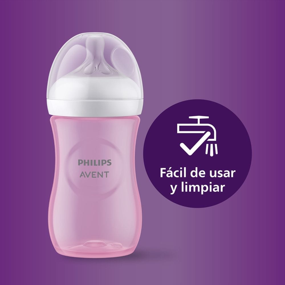 Set Triple Avent Natural Response Rosado facil de limpiar