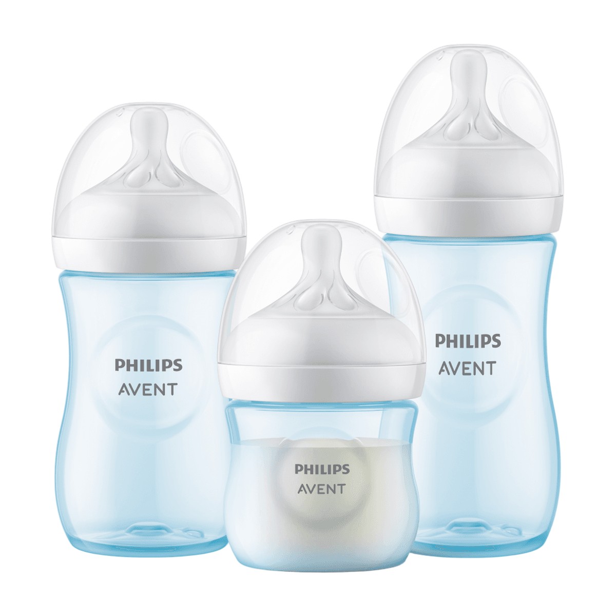 Set Triple Mamaderas Philips Avent Natural Response – Azul (125 ml + 260 ml + 330 ml)