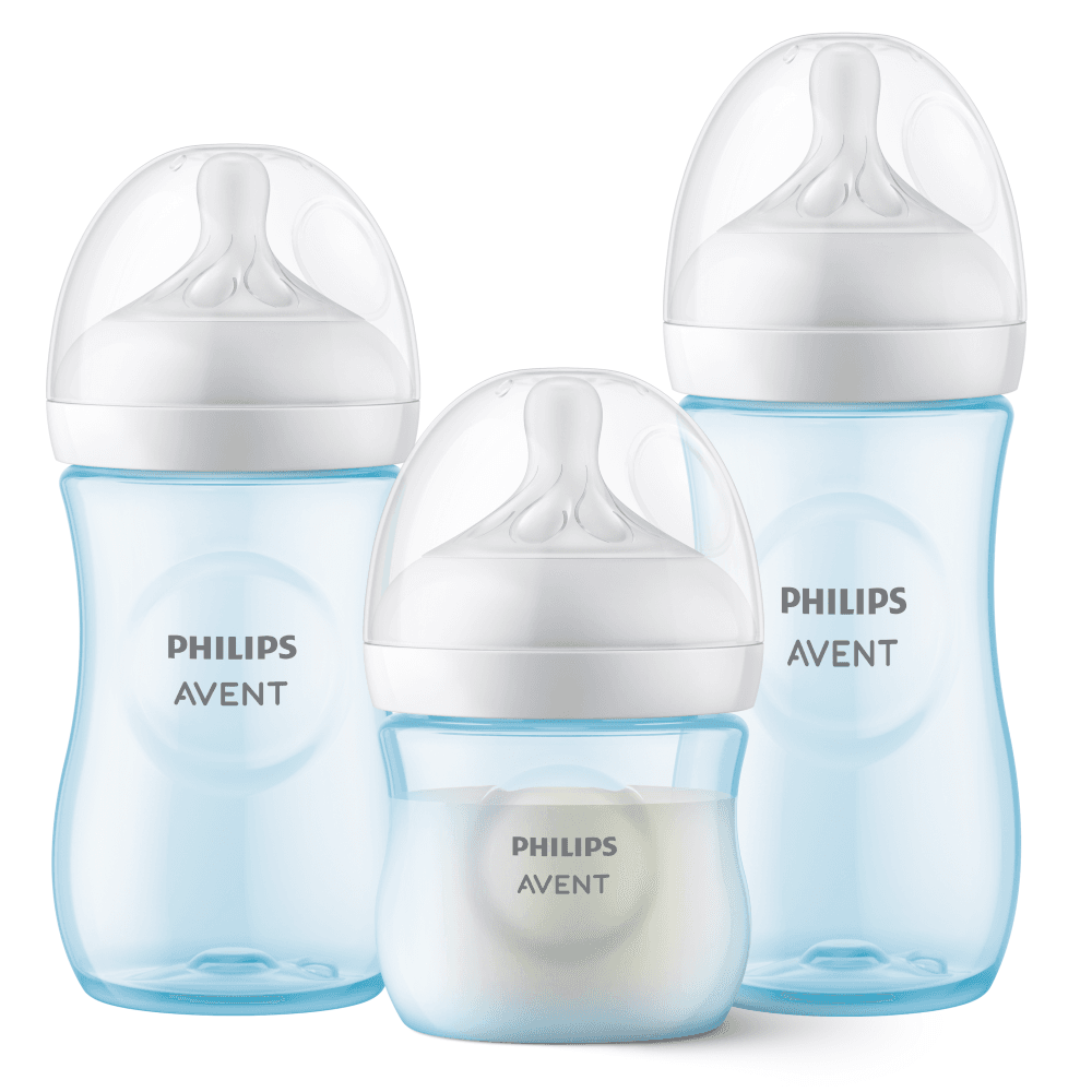 Set Triple Mamaderas Philips Avent Natural Response – Azul (125 ml + 260 ml + 330 ml)