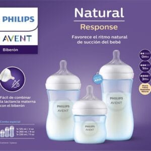 Set Triple Mamaderas Philips Avent Natural Response – Azul Presentación