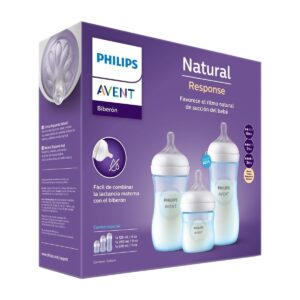 Set Triple Mamaderas Philips Avent Natural Response – Azul (125 ml + 260 ml + 330 ml)