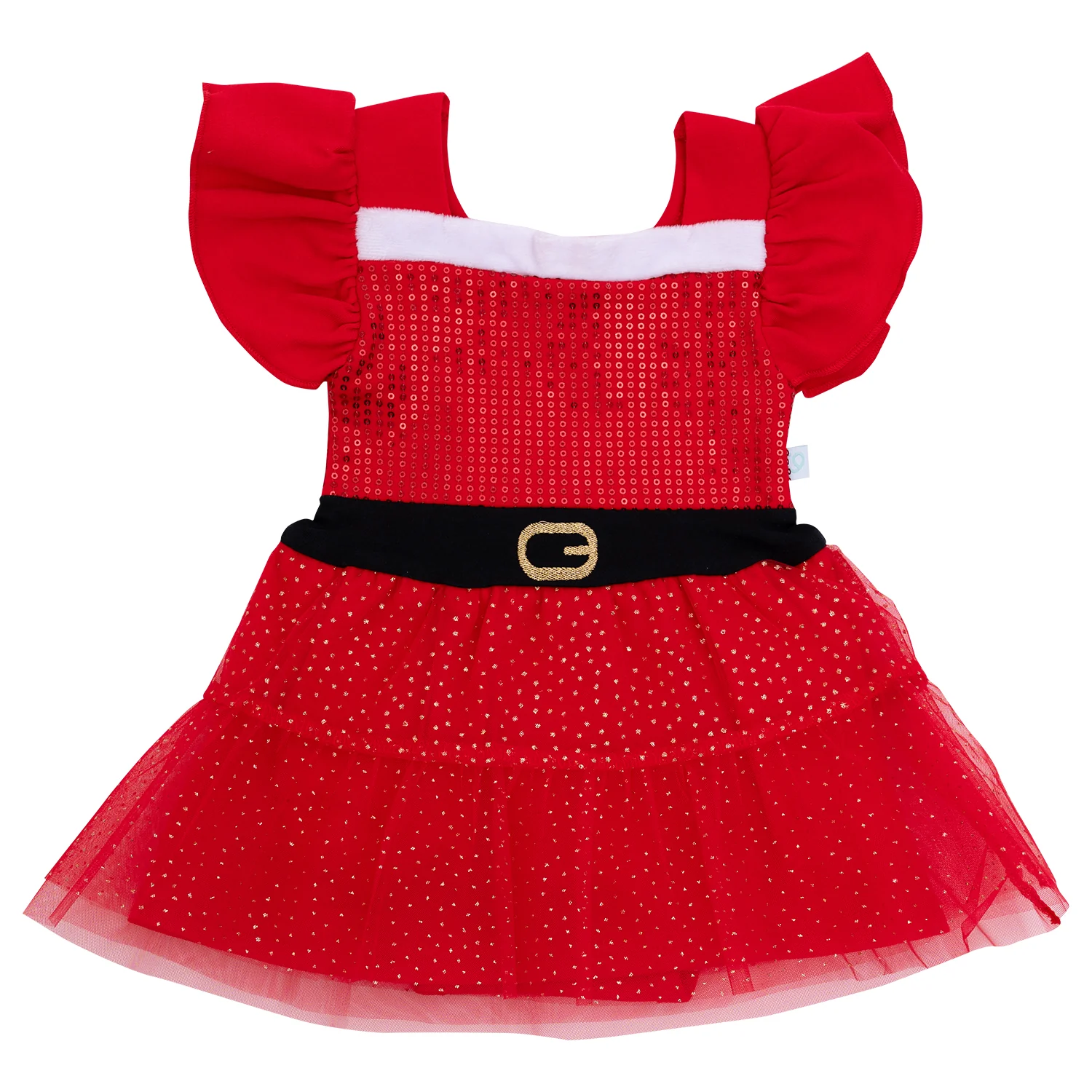 vestido de navidad para bebé pascuera elegante con glitter y tul rojo
